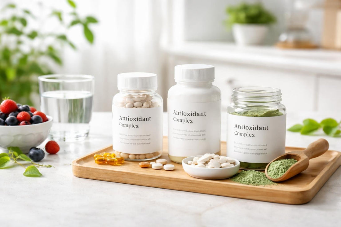 Budget antioxidant combination supplements in capsules tablets and powders