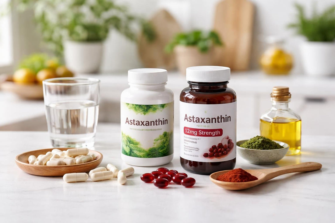 Budget astaxanthin supplement softgels and capsules