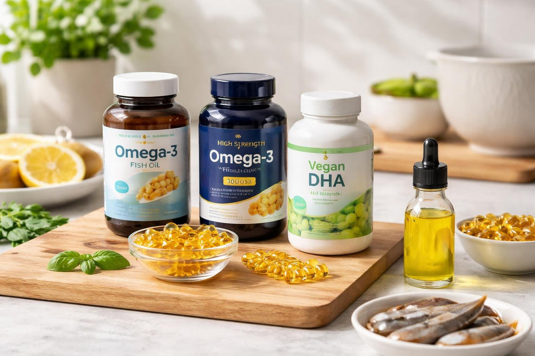 Budget DHA omega-3 supplement capsules and liquid options