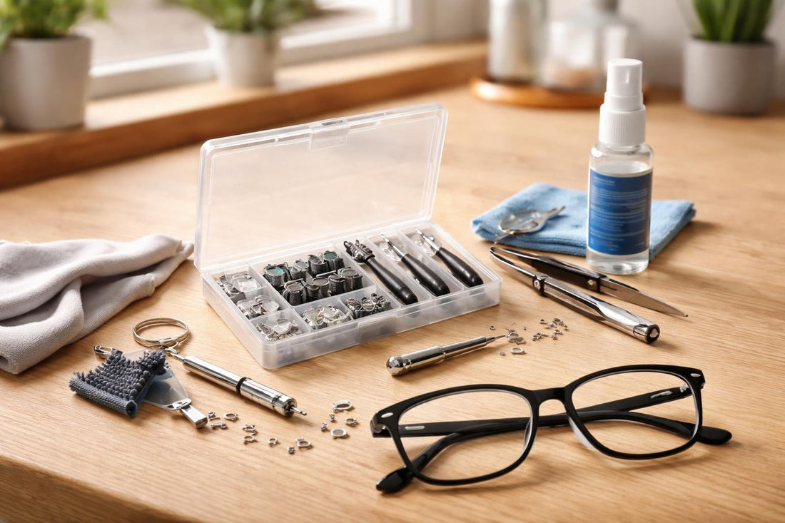 Budget eyeglass repair kit with screws and mini tools