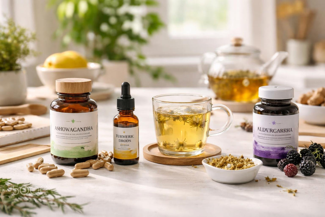 Budget-friendly herbal supplement essentials laid out for UK daily use