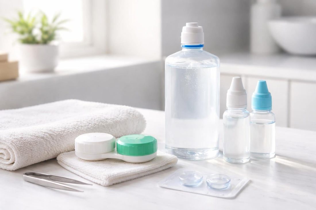 Budget contact lens care essentials: solution, case and drops