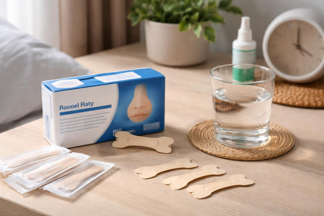 Budget nasal strips placed on nose for night breathing