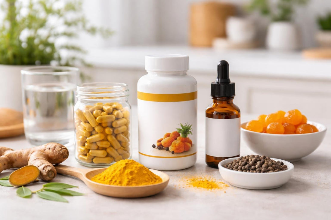 Budget turmeric supplement capsules, powder and gummies