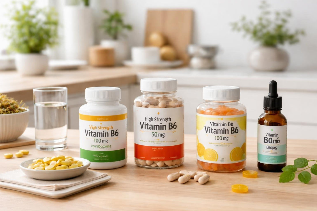 Budget vitamin B6 pyridoxine supplements in tablets and capsules