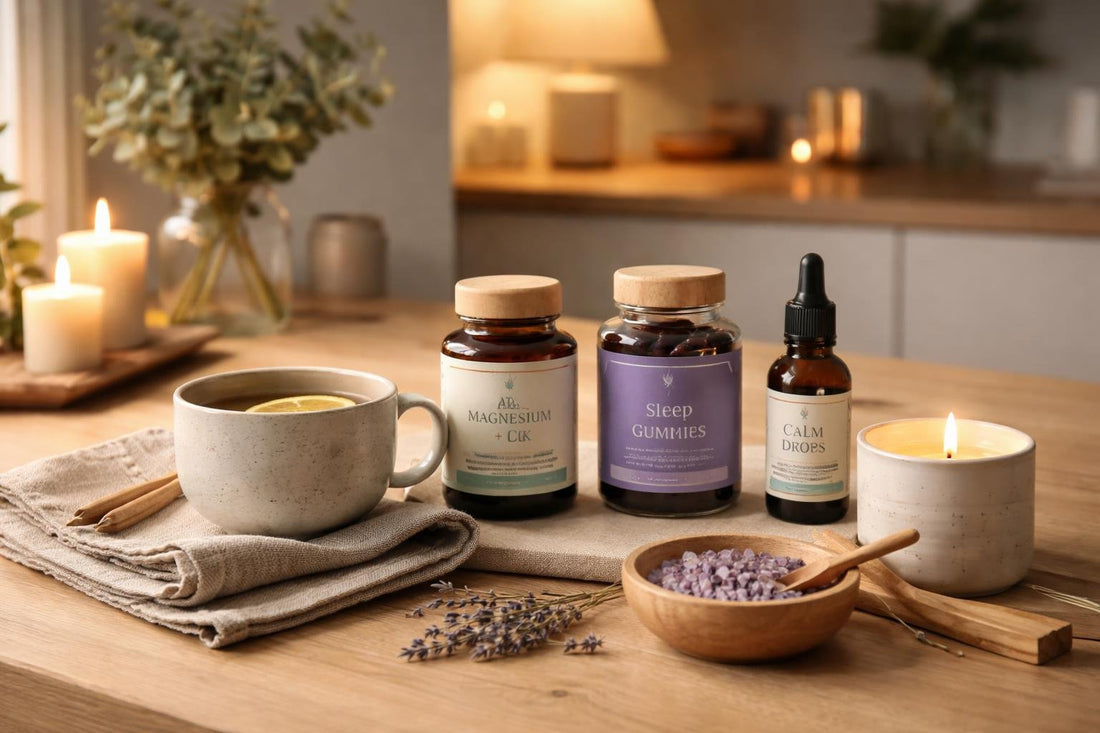 Calm evening routine with wellness and relaxation essentials