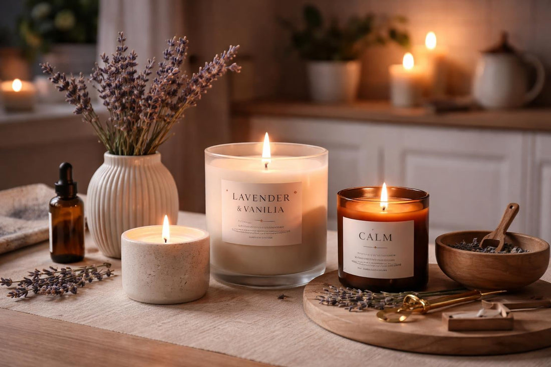 Beginner aromatherapy candles with calming lavender and vanilla scents