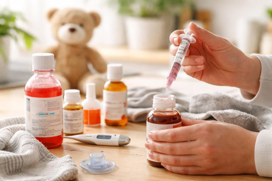 parent measuring children's acetaminophen with syringe