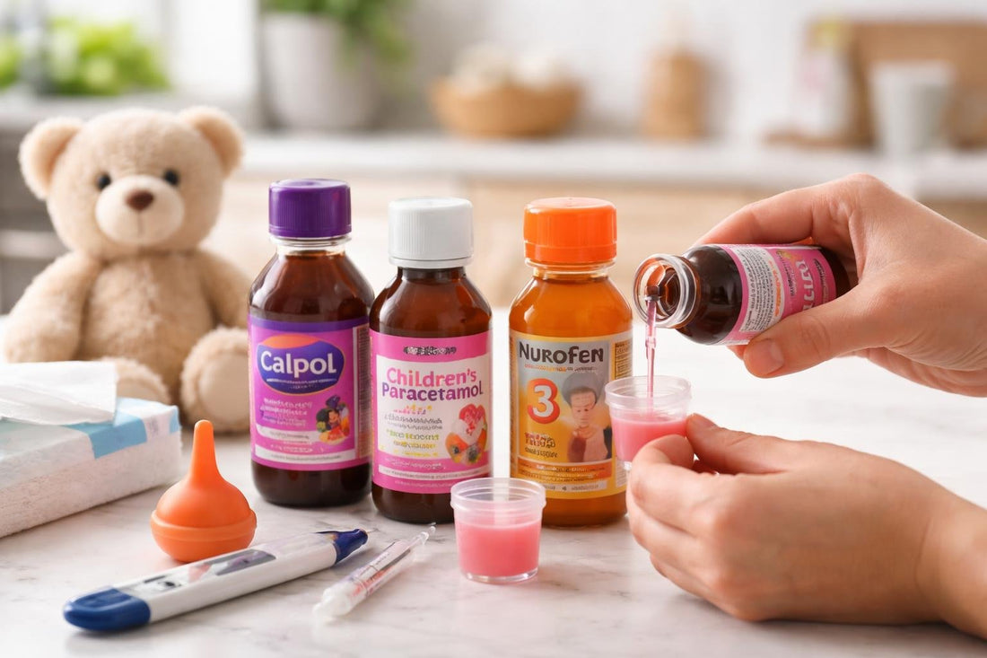 Parent measuring children's liquid acetaminophen dose