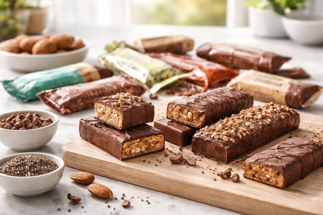 Assorted chocolate and carob nutrition snack bars UK
