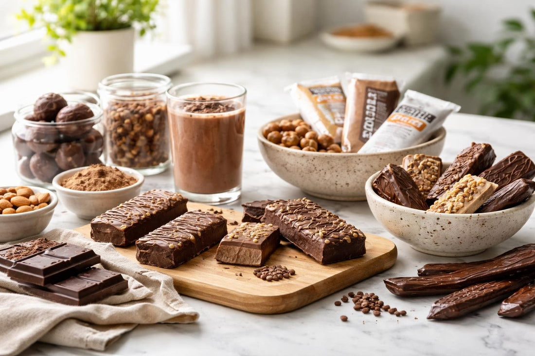 Chocolate and carob nutrition snacks laid out for beginners