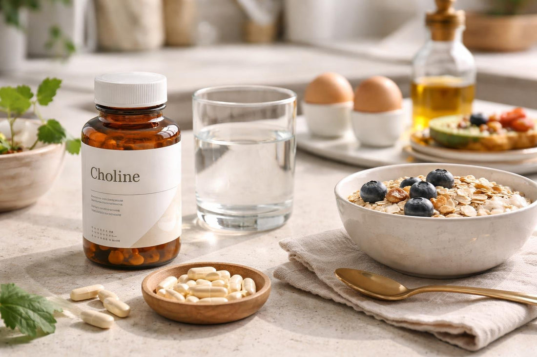Choline supplement capsules with breakfast for safe daily use