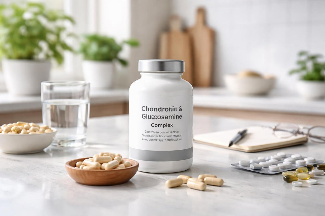 Bottle of chondroitin & glucosamine supplements