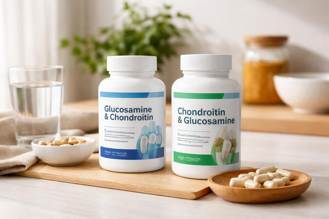 Chondroitin and Glucosamine supplement bottles on shelf