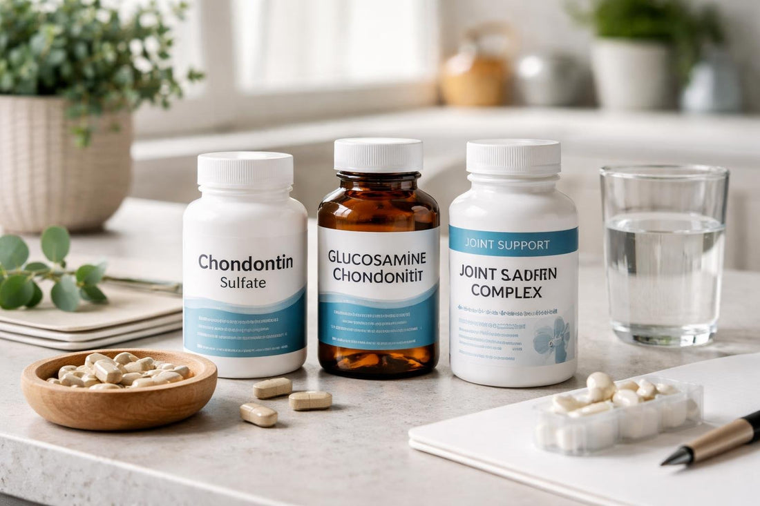 Bottles of chondroitin supplements for joint care