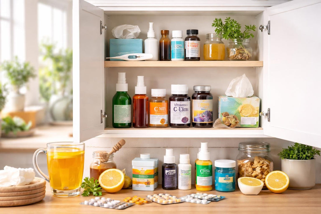 Family home medicine cabinet with cold remedies