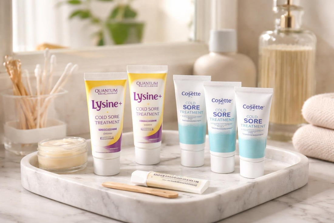 selection of cold sore care tubes and balms