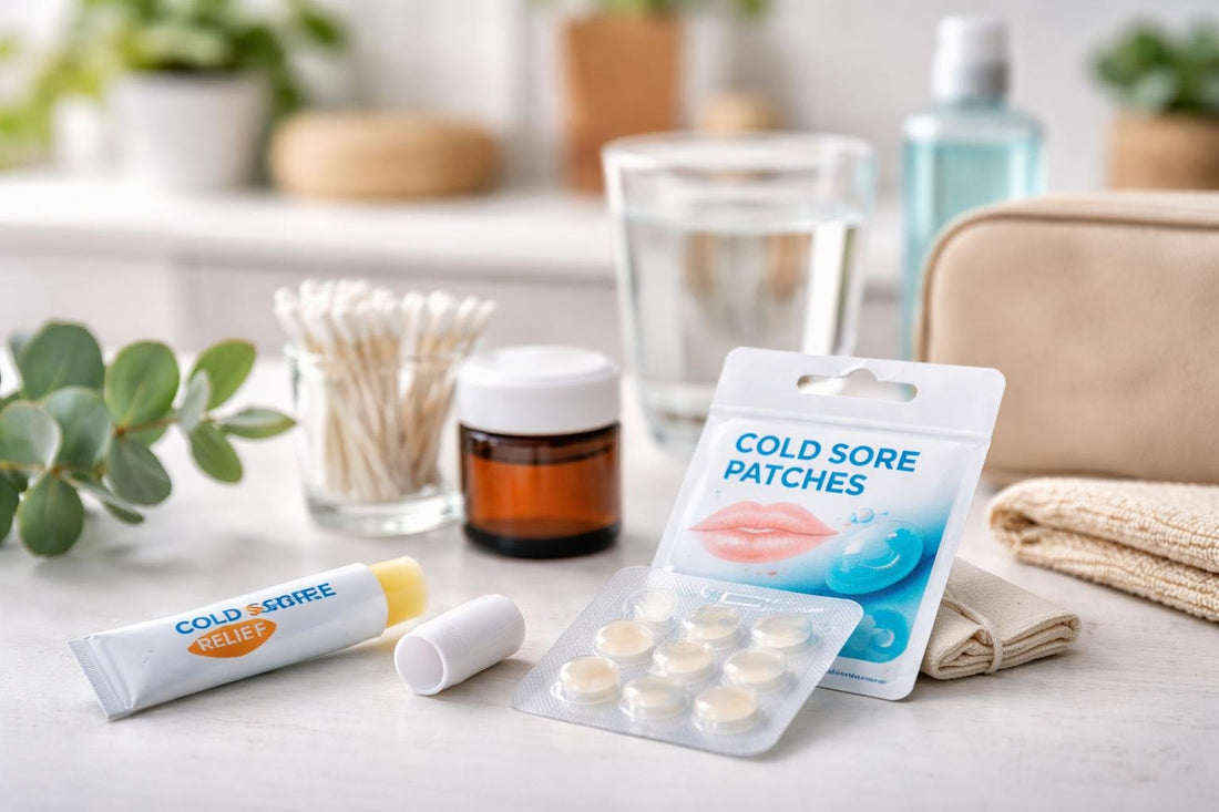 Beginner cold sore care kit with patches and balm
