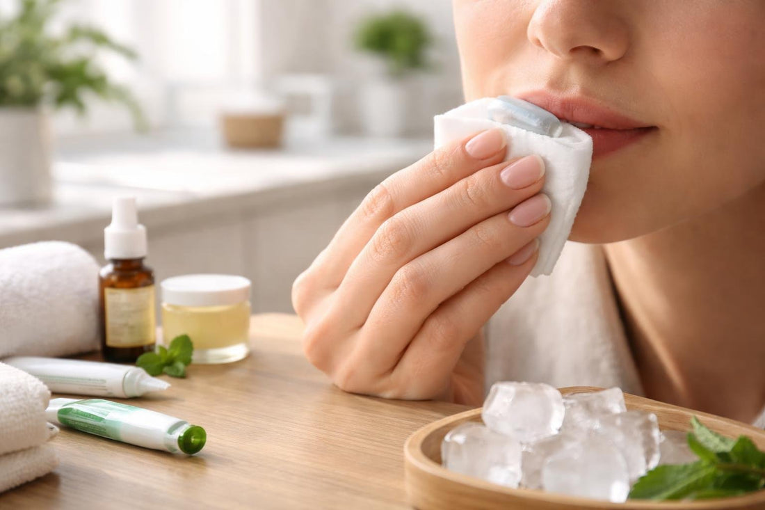 Cooling lip compress to soothe a cold sore blister