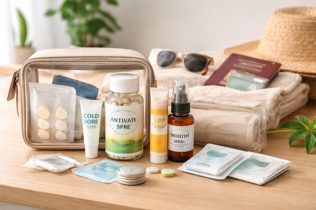 travel cold sore care kit items close-up
