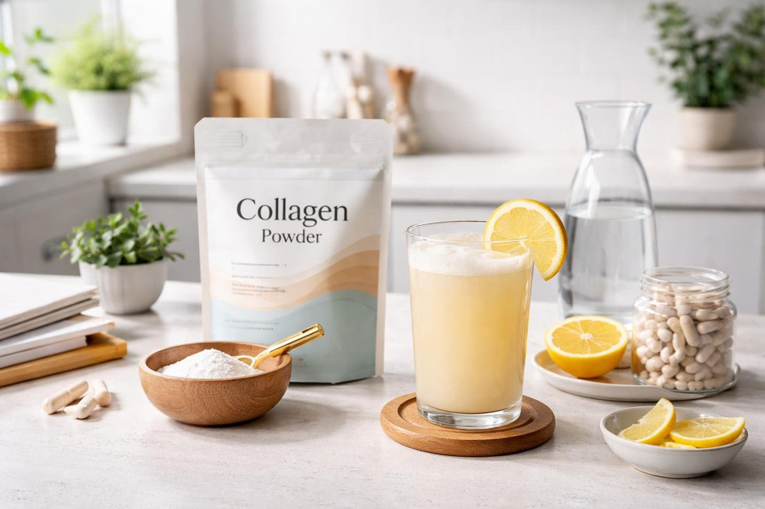 Collagen powder mixed into a morning drink in the UK