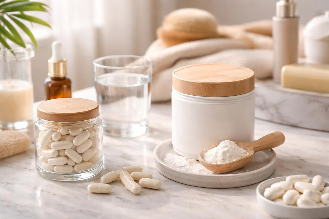 Collagen peptides powder and capsules for seasonal wellness