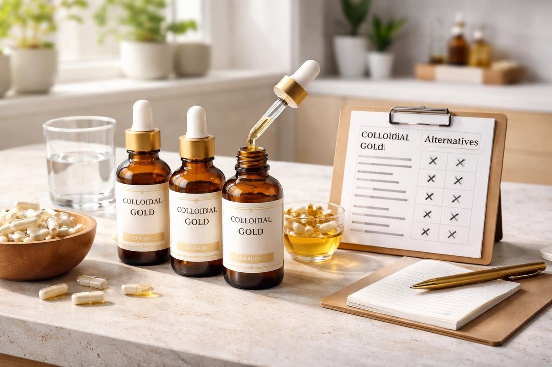 Colloidal gold supplement bottles and vs chart