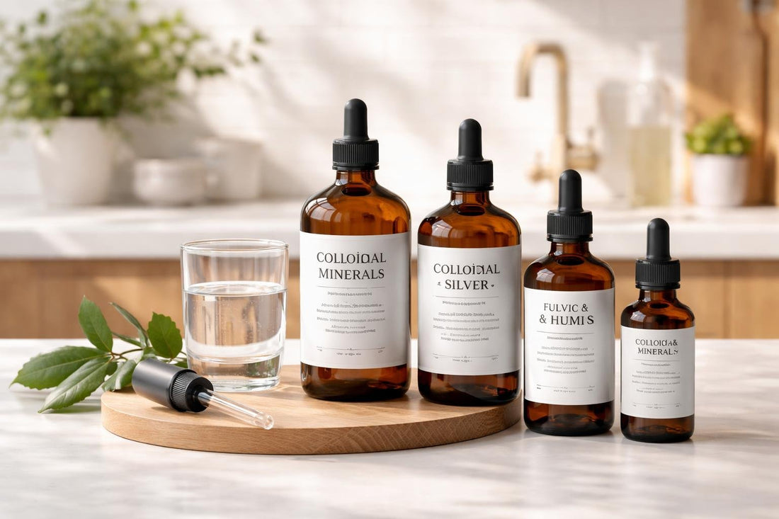 Colloidal mineral supplement bottles and droppers UK