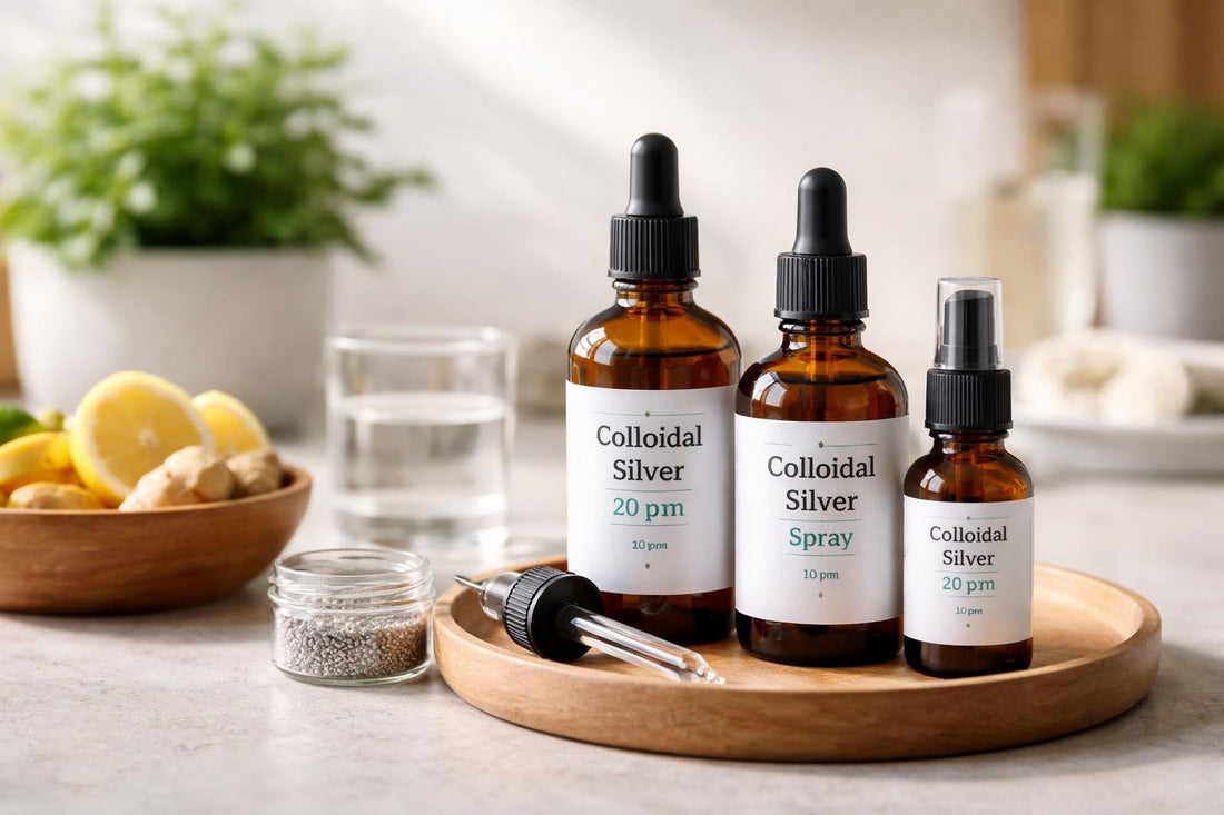 Colloidal silver collection bottles and droppers