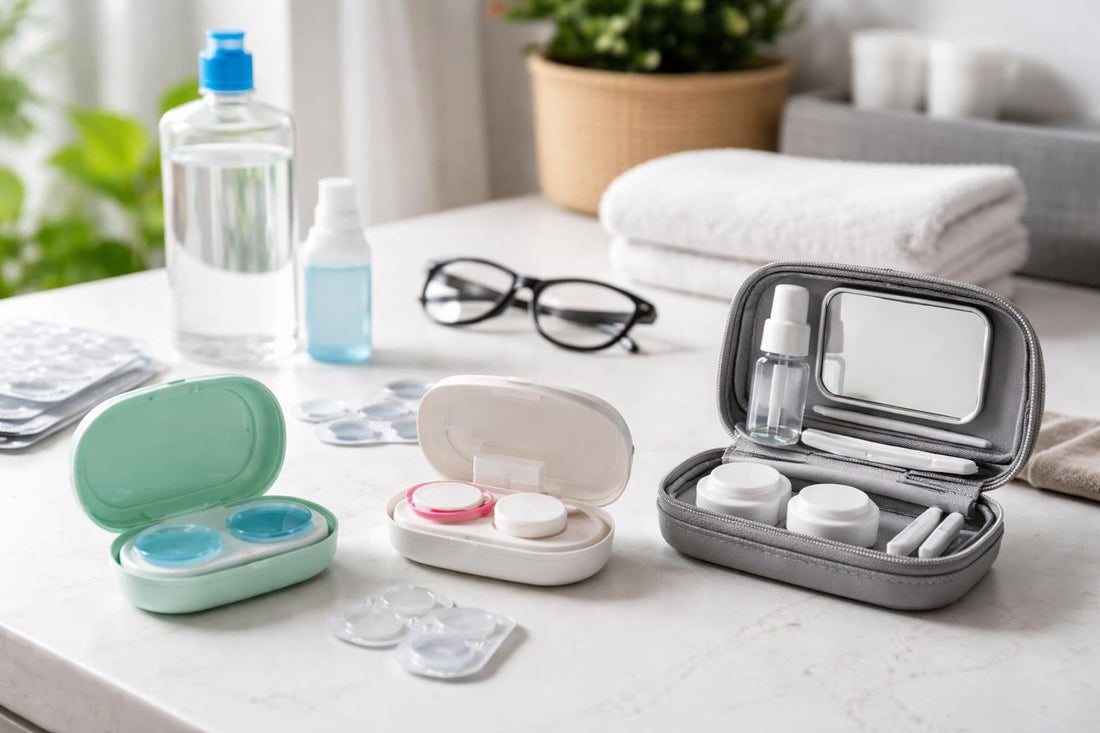Compact contact lens storage cases for travel and daily care