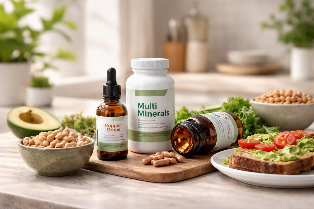 Selection of copper supplements and vegan choices