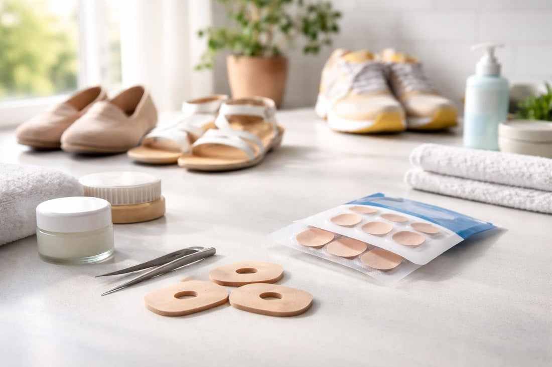 Discreet corn and callus cushions for seasonal footwear