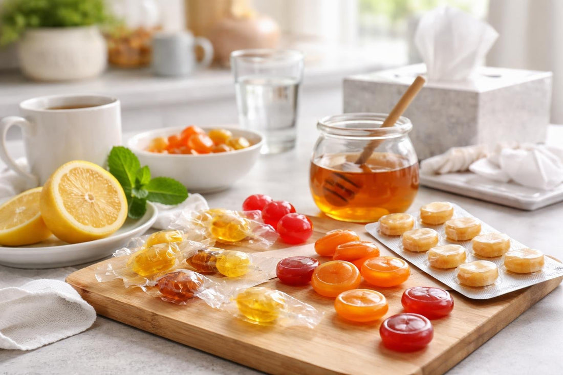 Selection of cough drops and throat lozenges