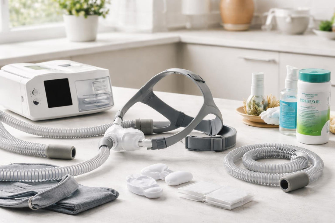 CPAP accessories laid out for comfort and fit