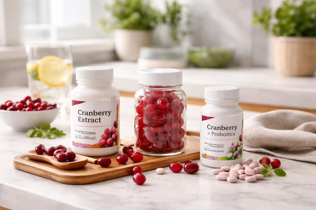 Cranberry herbal supplements in capsules, gummies and tablets