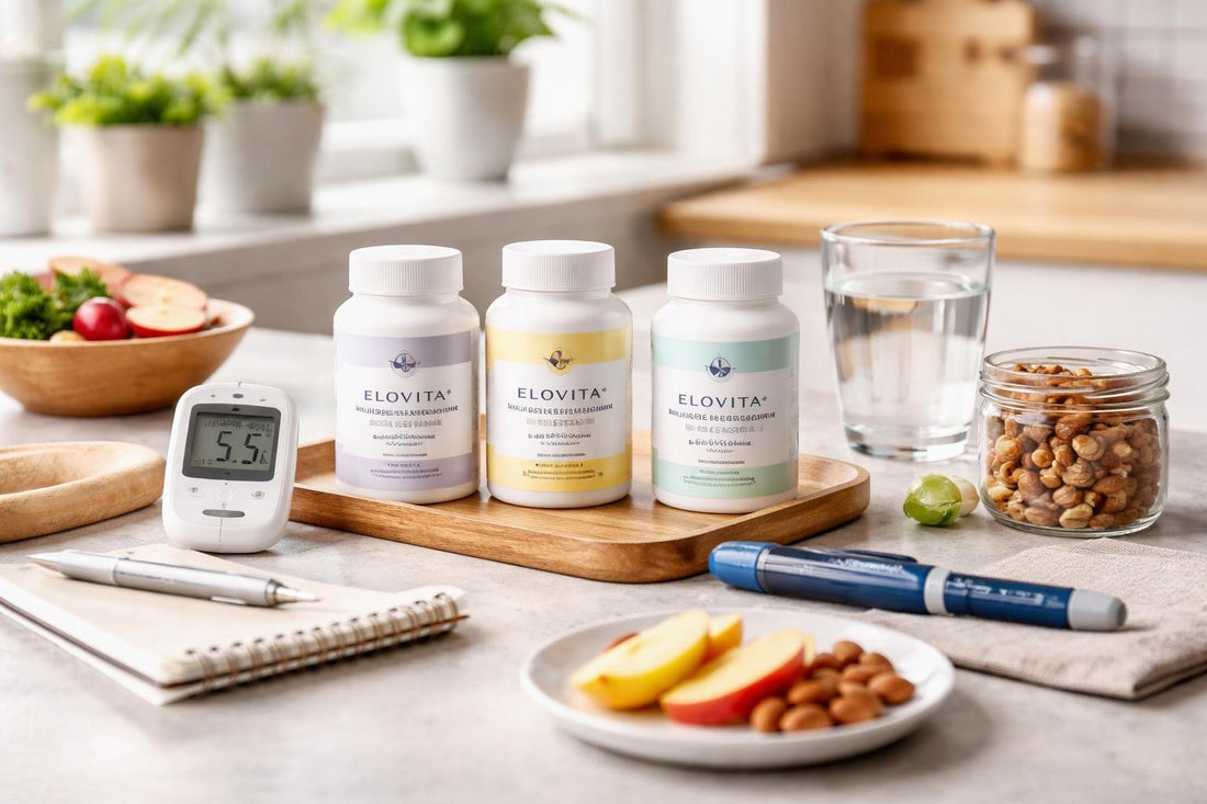Daily diabetes care essentials laid out for a routine