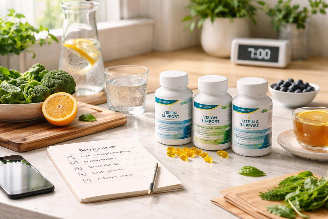 Daily routine checklist for vision support nutrition and habits