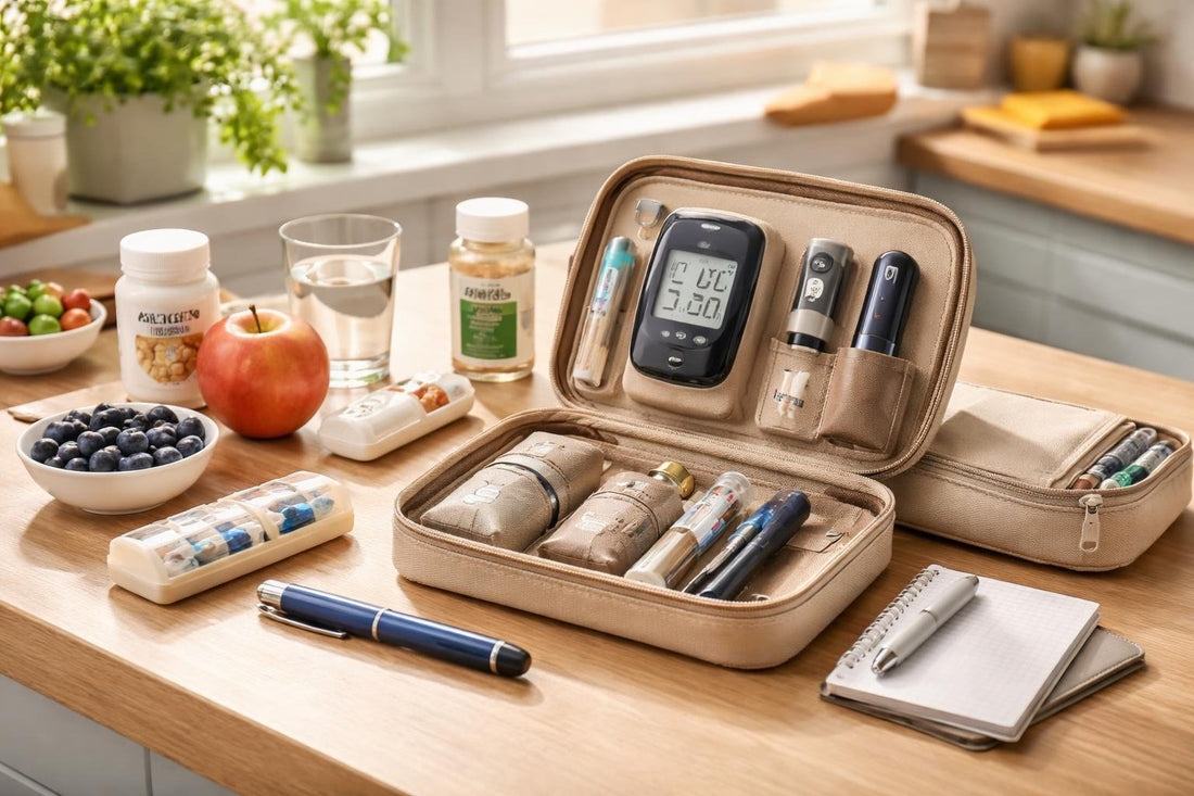 Organised diabetes care essentials kit for daily routines