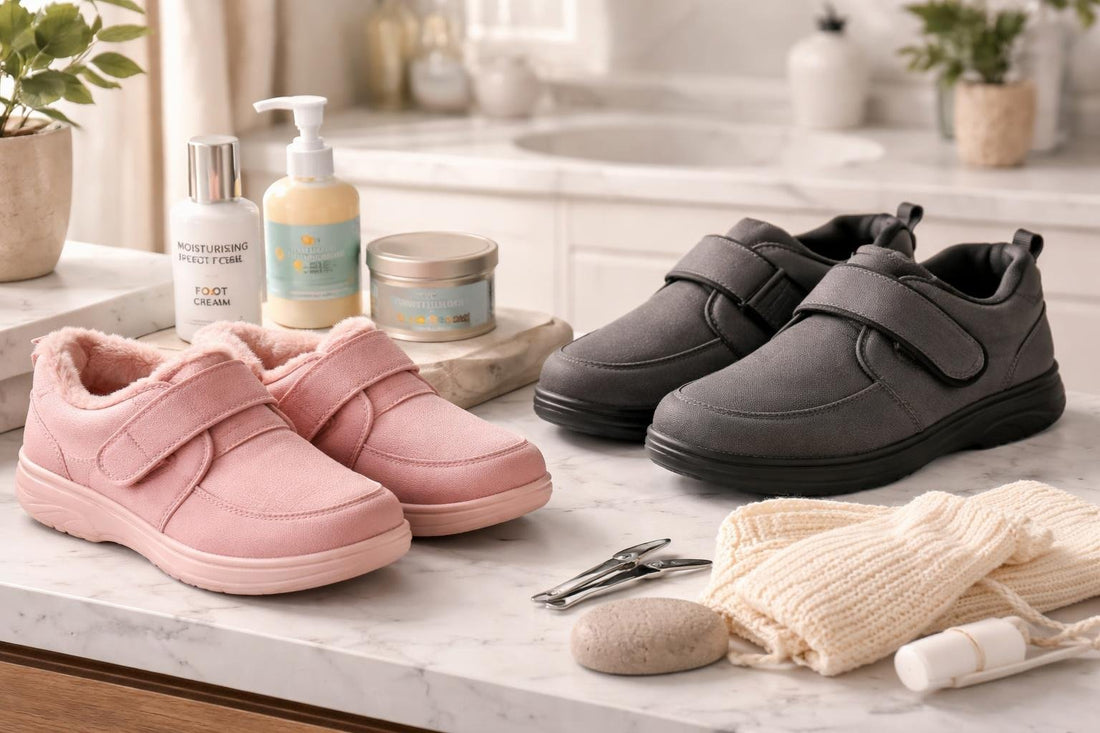Diabetic foot care shoes and accessories for winter