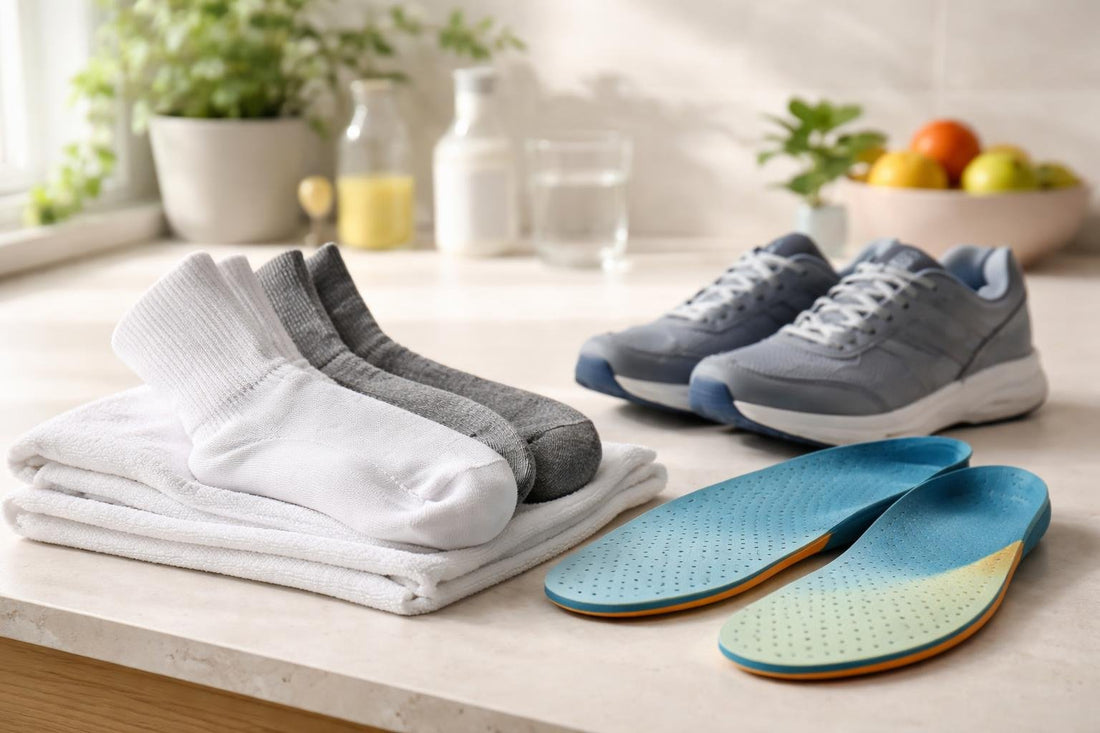 Diabetic socks and insoles for beginners and active walkers