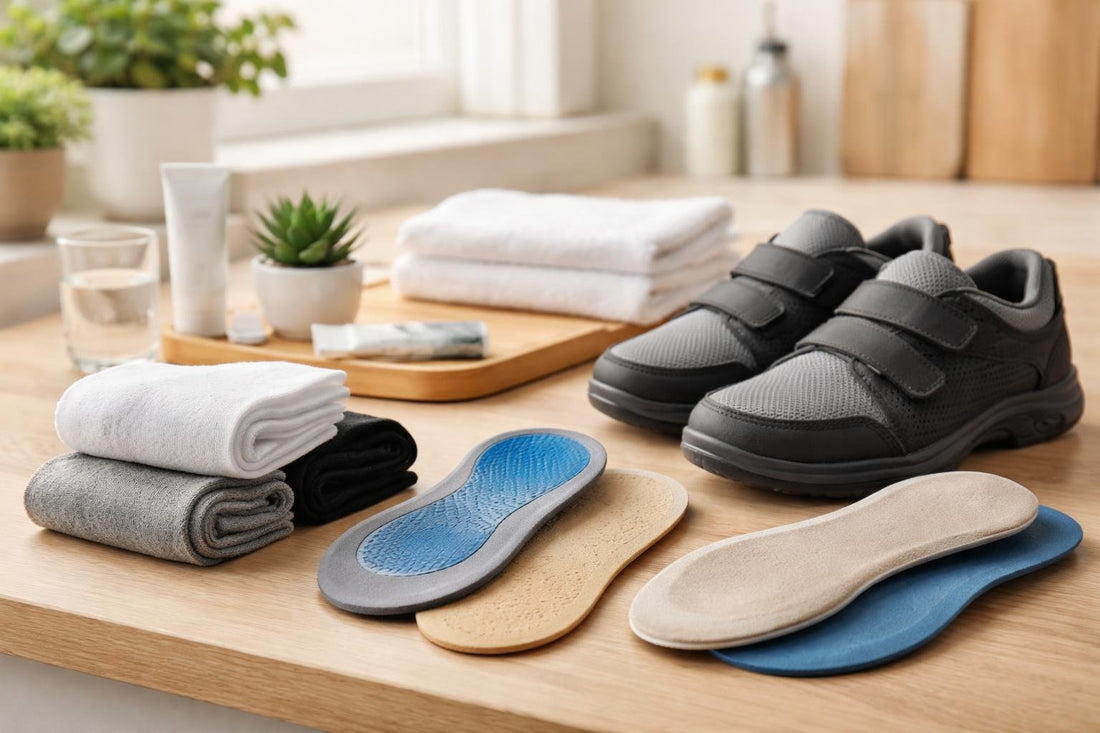 Selection of diabetic socks insoles and adaptive shoes