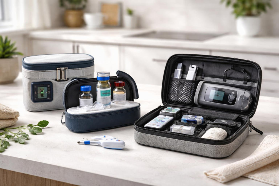 Compact diabetic travel kit with pump and cooler