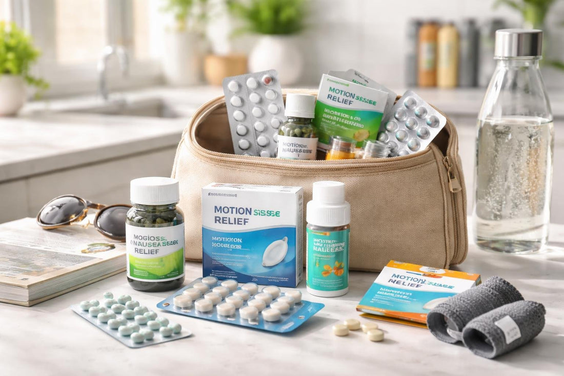 travel kit with digestion and nausea medicines