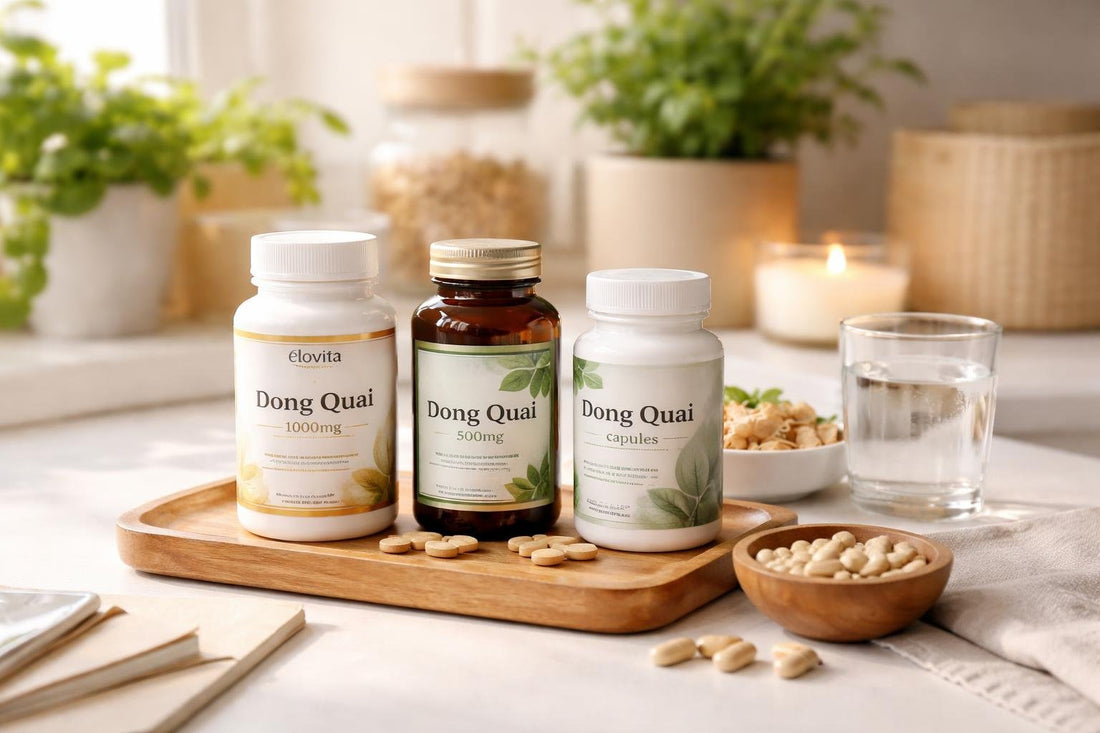 Woman choosing Dong Quai herbal supplements for menopause
