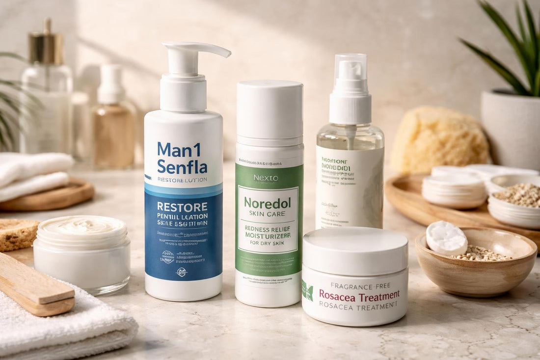 selection of eczema psoriasis rosacea care products