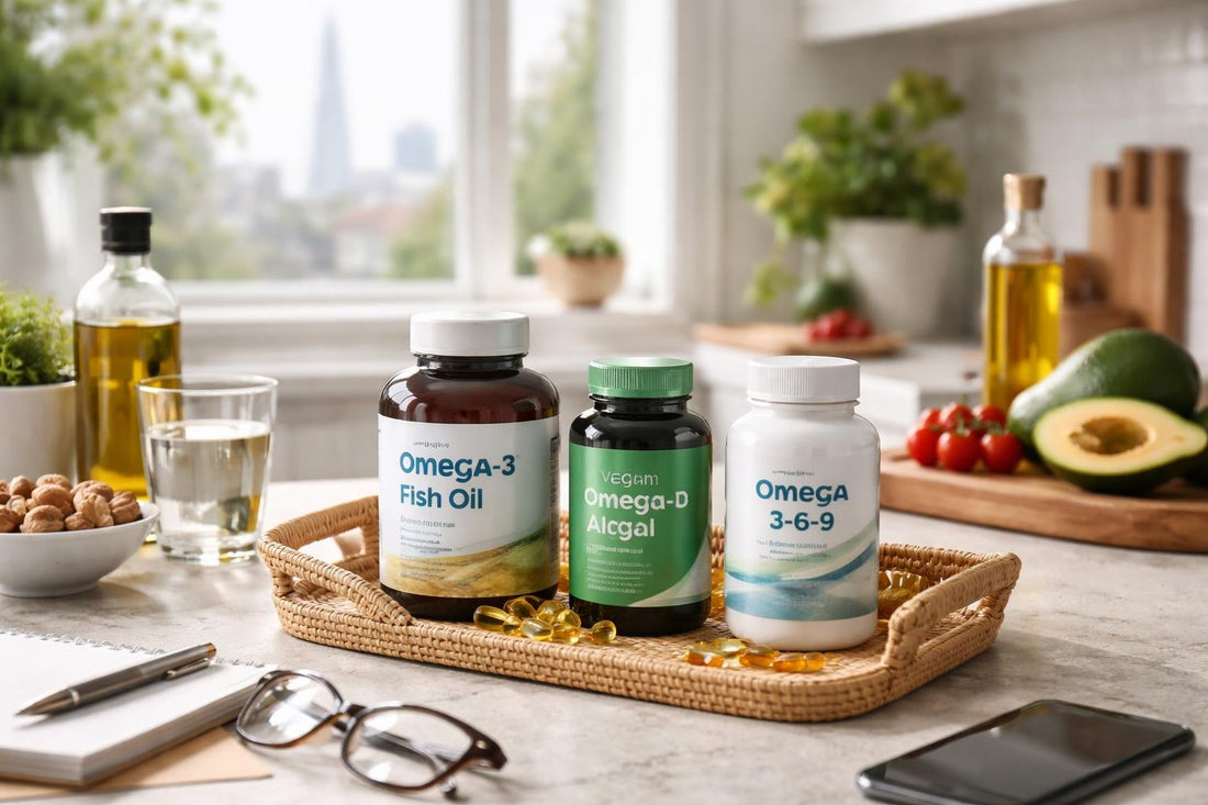 London shopper comparing essential fatty acid supplements