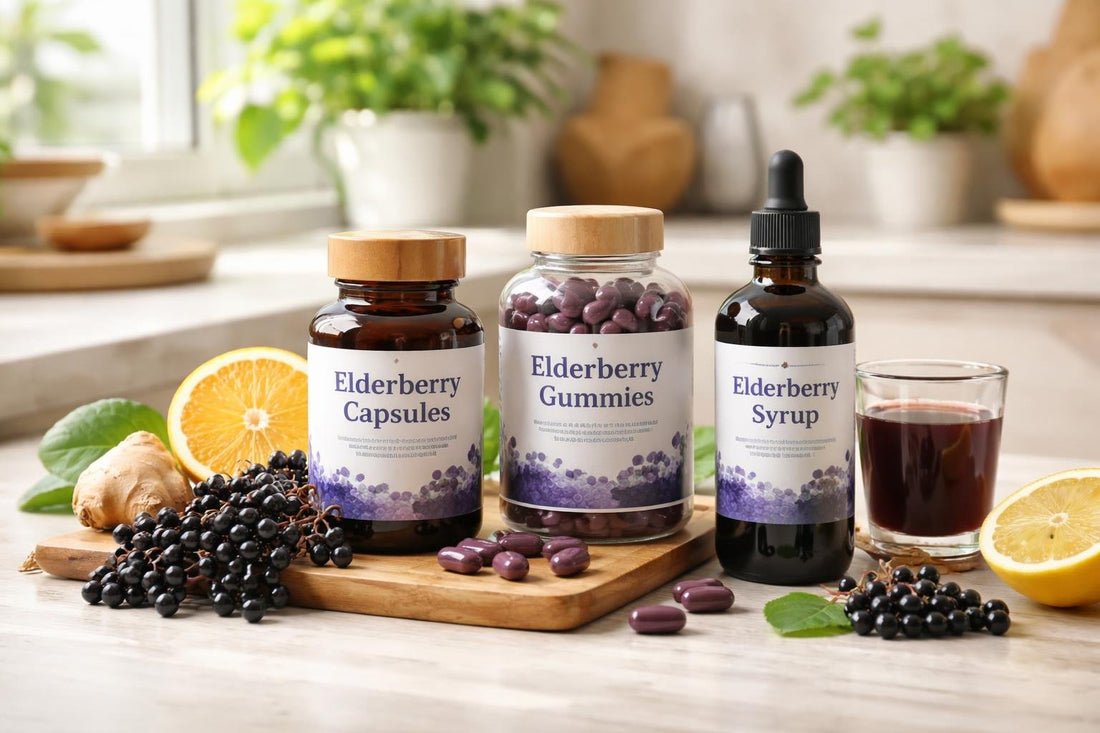 Elderberry herbal supplements in seasonal wellness routine