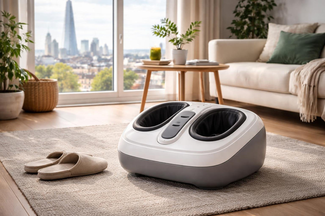 compact electric foot massager in small London flat