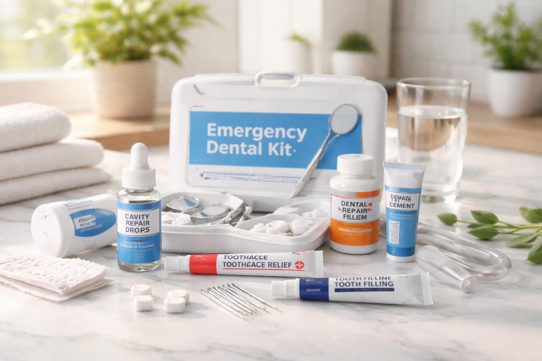 emergency dental care kit and cavity repair drops