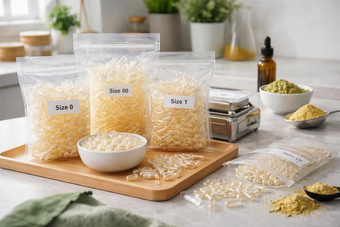 Empty gelatin capsules in different sizes for DIY filling